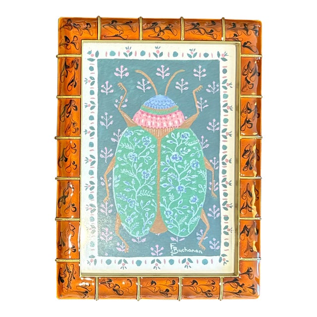Contemporary Felicity Buchanan Repro Print of a Colorful Beetle in Tortoise-Style Frame For Sale