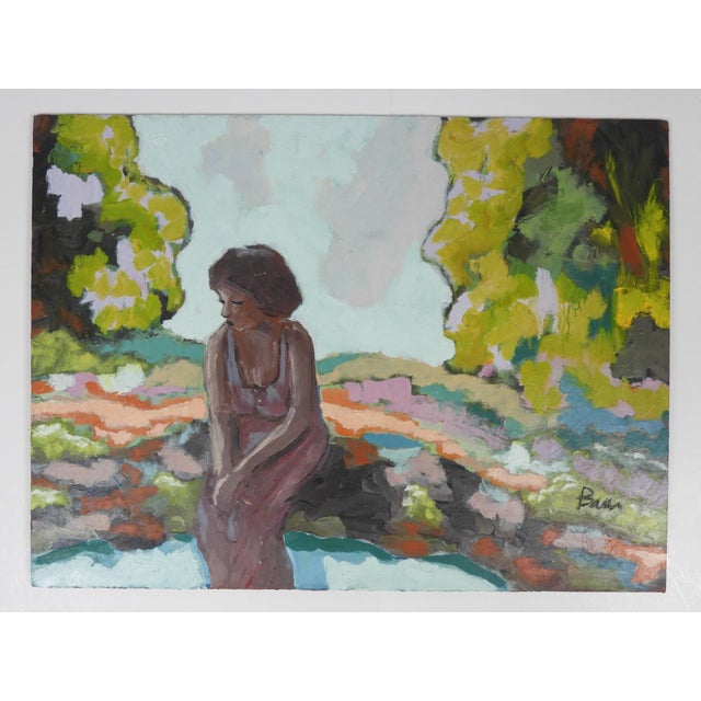 Contemporary Expressionist Woman in Garden Painting For Sale In Seattle - Image 6 of 7