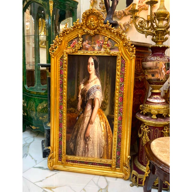 2020s French Baroque Portrait Painting – Hand-Gilded Gold Leaf Frame With Cherub & Floral Details For Sale - Image 5 of 5