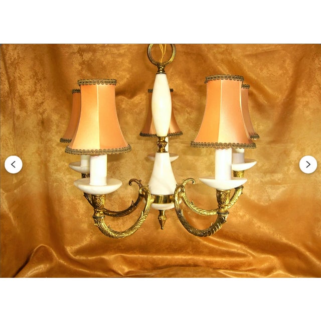 Napoleon III Style Gilt Bronze and Marble Chandelier, 1970s For Sale - Image 11 of 12