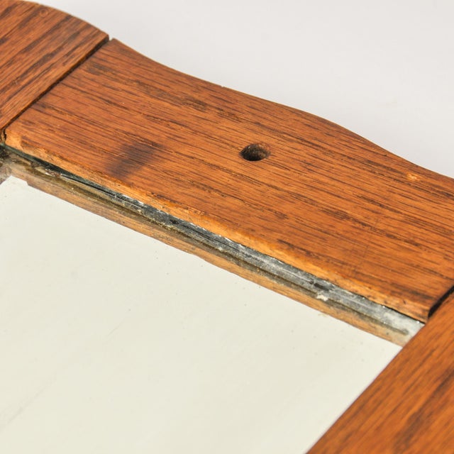 Antique Wall Hanging Wood Framed Mirror With Cubby Carved Leaves For Sale - Image 10 of 12