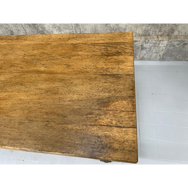 Wood Waxed Oak Farmhouse Refectory Dining Table, 1950s For Sale - Image 7 of 11