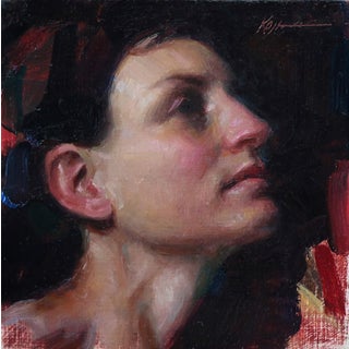 Senses by Karen Offutt | Oil on Panel Portrait of a Woman's Profile For Sale