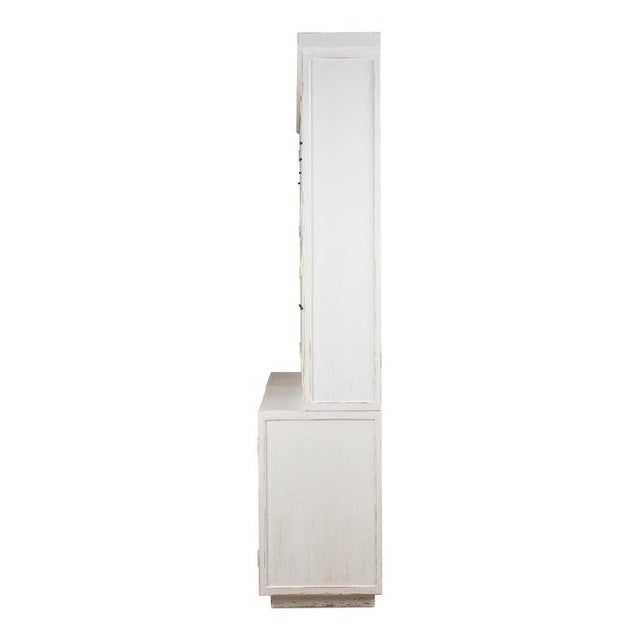 Farmhouse Farmhouse Pine Bookcase with Glass Doors and Weathered Wood Base For Sale - Image 3 of 10