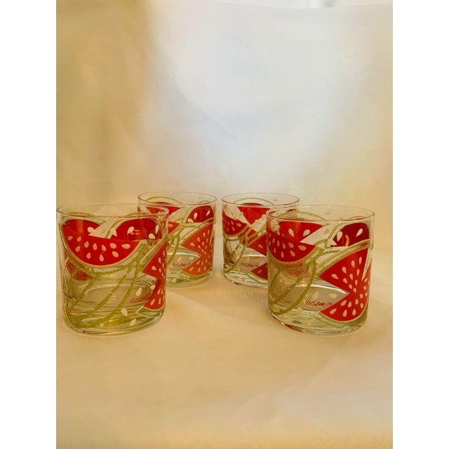 Vintage Culver Glass Watermelon Lowball Glasses - Set of 4 For Sale In Los Angeles - Image 6 of 10
