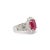 Early 21st Century Ladies 18k White Gold Ruby Halo Accented Diamond Cocktail Ring Size 5.5 For Sale - Image 5 of 10
