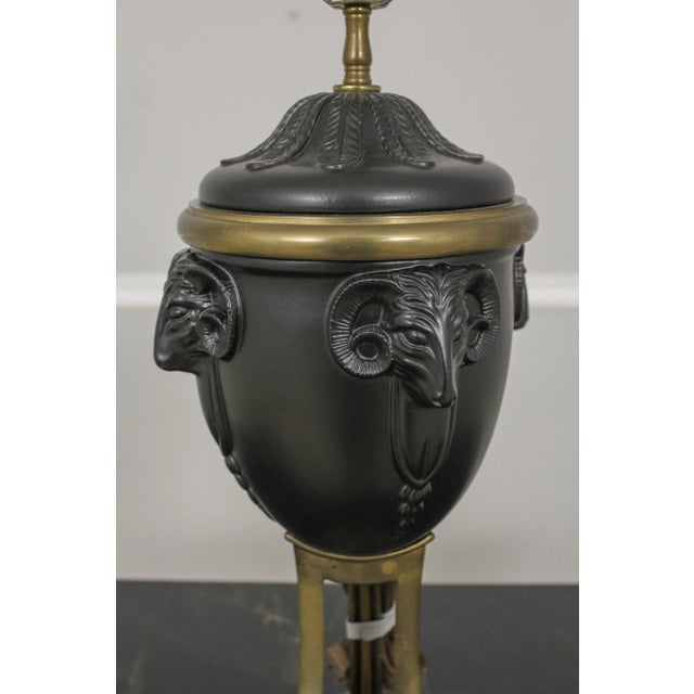 1990s Chapman Brass Rams Head Urn Table Lamp For Sale - Image 5 of 11