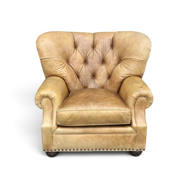 1980s Ralph Lauren Style Leather Writer's Chair Wingback a-Pair For Sale - Image 10 of 18