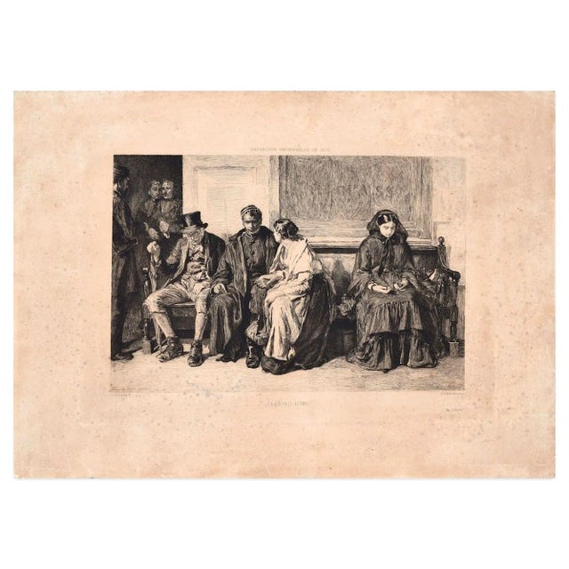 Leaving Home is a superb etching and drypoint on ivory-colored and laid paper, realized by Edmond Ramus, after Franch...