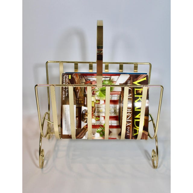1960s Vintage French Brass Magazine Rack For Sale - Image 11 of 12