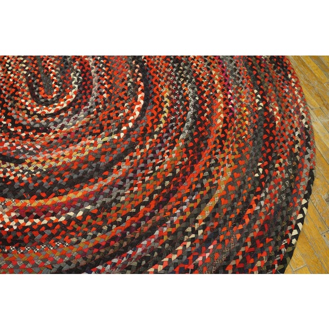 1930s Multicolor Geometric Antique American Braided Oval Rug 8' 9" X 11' Cotton Carpet For Sale In New York - Image 6 of 12
