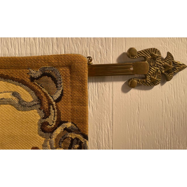 Vintage Flemish Tapestry With Brass Rod Holder For Sale In Dallas - Image 6 of 12