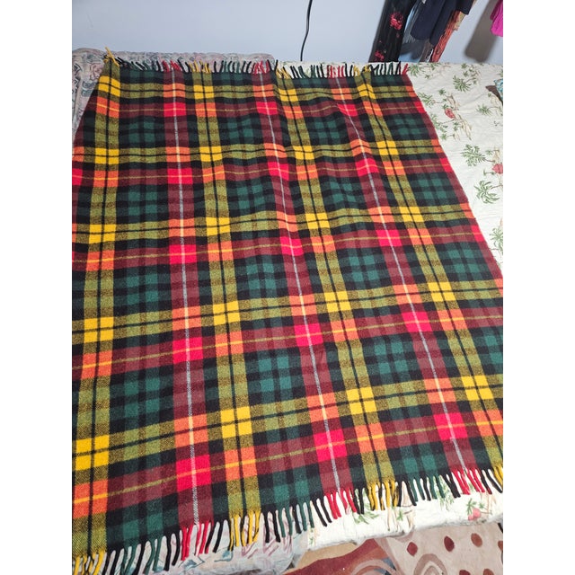 Mid-Century Modern Vintage Faribo Wool Picnic Blanket For Sale - Image 3 of 4