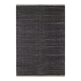 Dash & Albert by Annie Selke Herringbone Black Woven Cotton Rug, 9' 6" x 13' 6" For Sale