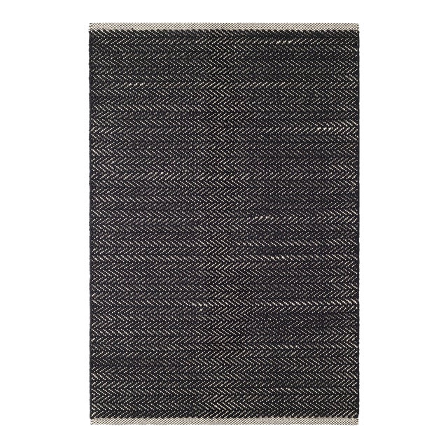 Dash & Albert by Annie Selke Herringbone Black Woven Cotton Rug, 9' 6" x 13' 6" For Sale