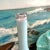 Tall French glass bottle in opaque robin's egg blue.