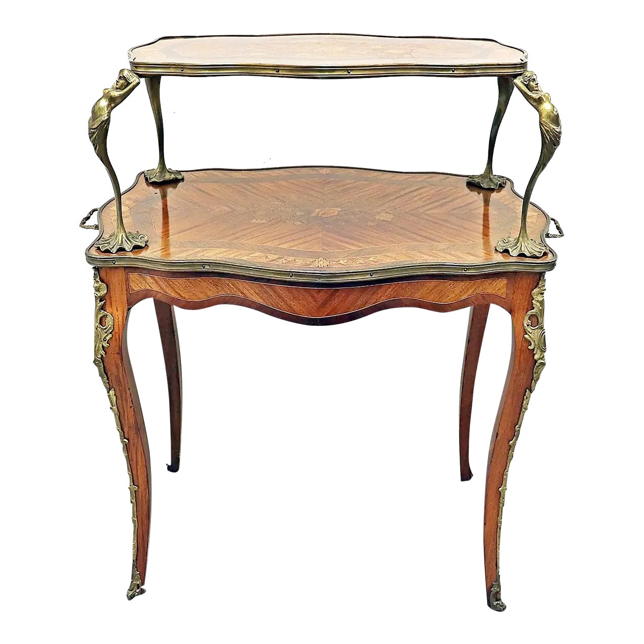 Early 1900s French Louis XV Two Tier Tea Table | Chairish