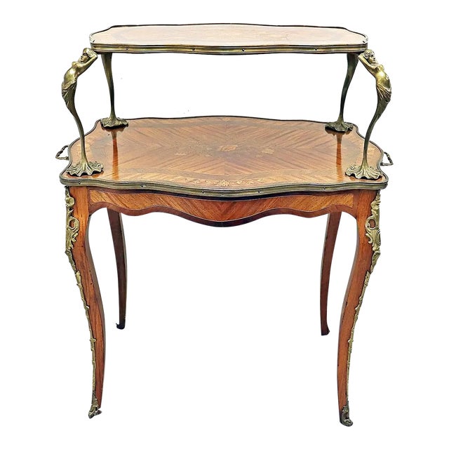 Early 1900s French Louis XV Two Tier Tea Table For Sale