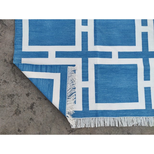 Not Yet Made - Made To Order Handmade Cotton Pattern Square Rug, Sky Blue and White 8'x10' For Sale - Image 5 of 11