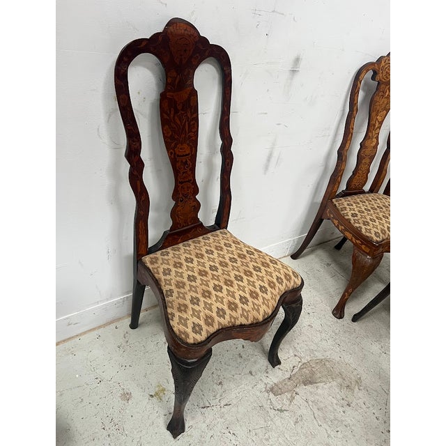Antique Dutch Chairs in Marquetry Wood, 1800s, Set of 8 For Sale - Image 10 of 18