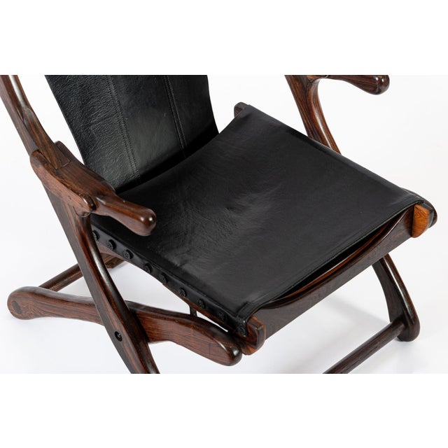 Mid Century Rosewood & Black Leather Folding Lounge Chair by Don Shoemaker For Sale - Image 14 of 14