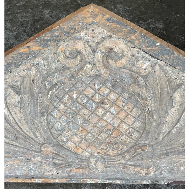 Large deeply carved French wall pediment. Originally this must have bee hanging over a door as a welcome sign. this has...
