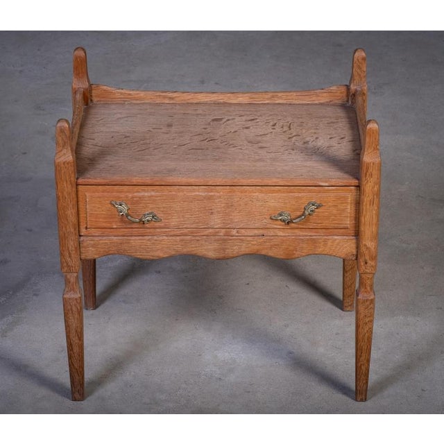 Brown Brutalist Oak Nightstands attributed to Henning Kjærnulf, 1970s, Set of 2 For Sale - Image 8 of 18