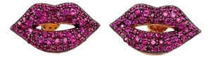 Sydney Evan 14k Rose Gold & Ruby Lips Style Earrings