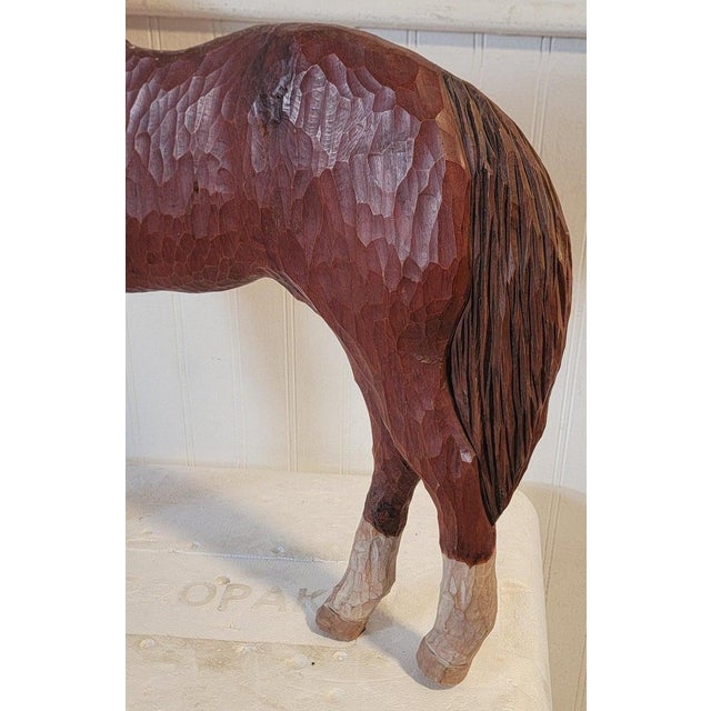 1980s Hand Carved Wood Signed Horse "Neil Korpinen" For Sale - Image 4 of 8