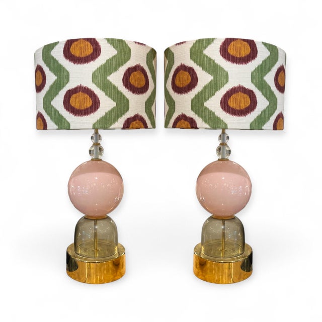 1970s Pink and Smoked Murano Glass Sphere Lamps, 1970s, Set of 2 For Sale - Image 5 of 5