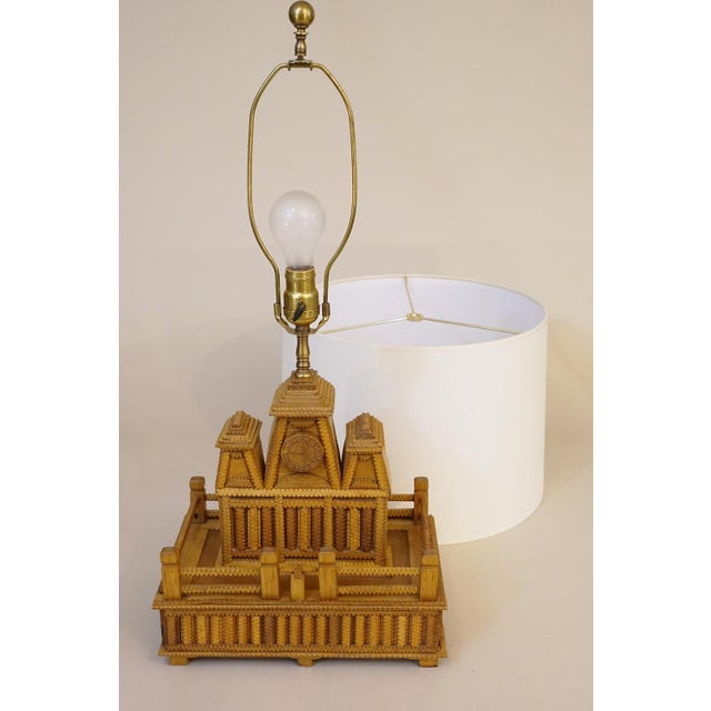 1950s Second Empire Architecture RR Train Folk Art Table Lamp - Hand Carved Disneyland For Sale - Image 11 of 11