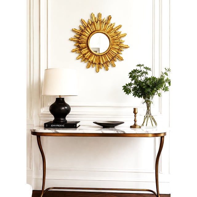 Mid-Century Modern Vintage French Giltwood Sunburst Wall Mirror, 1950s For Sale - Image 3 of 6