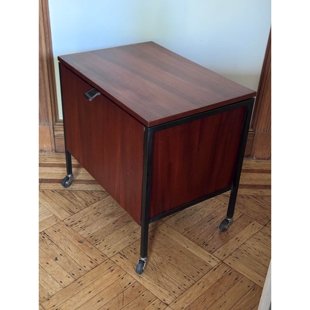 A rare and highly collectible Mid-Century Modern mobile bar cabinet designed by Florence Knoll for Knoll International....