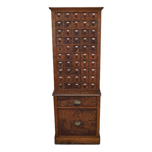 Early 20th Century French Oak Jewelers Cabinet For Sale