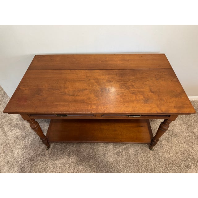 Brown 19th-Century English Howard & Sons Mahogany Library Writing Table Desk For Sale - Image 8 of 14