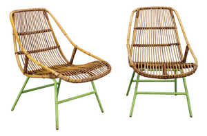 Rattan Lounge Chairs by Alan Fuchs for Uluv, Czechoslovakia, 1960s, Set of 2