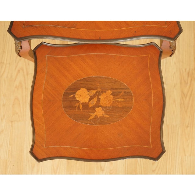Vintage French Inlaid Parquetry Nesting Tables, Set of 2 For Sale - Image 9 of 11