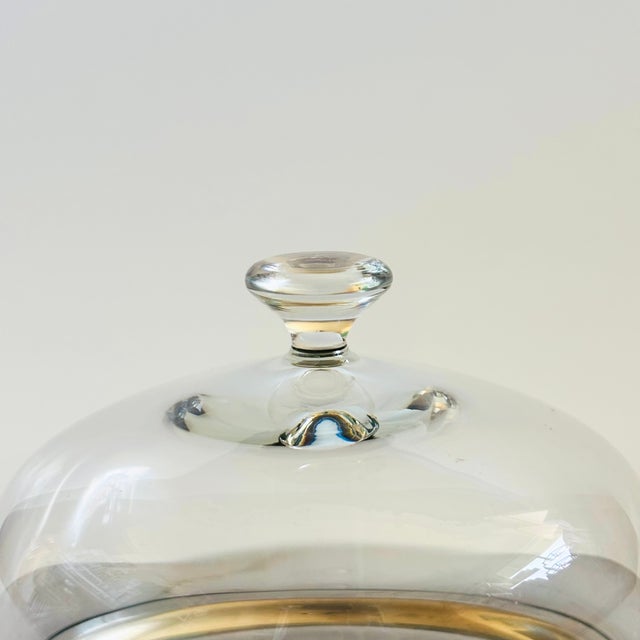Mid Century Glass Cloche on Stainless Steel Tray by WMF Cromargan, Germany For Sale - Image 4 of 11