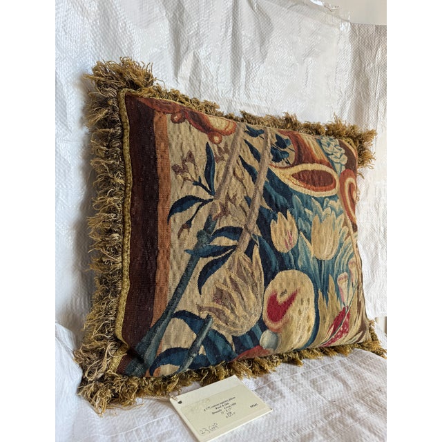 Baroque 17th Century Brussels Tapestry Pillow Wool and Silk Circa 1680 For Sale - Image 3 of 4