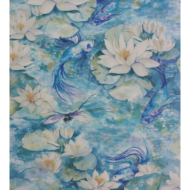 Water Lily Wallpaper - Blue | Chairish