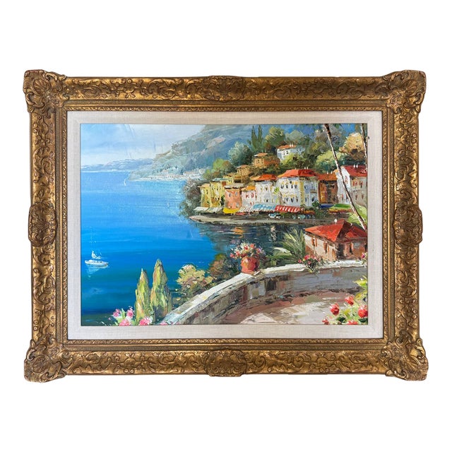"Amalfi Coast" Oil Painting by De Costa For Sale