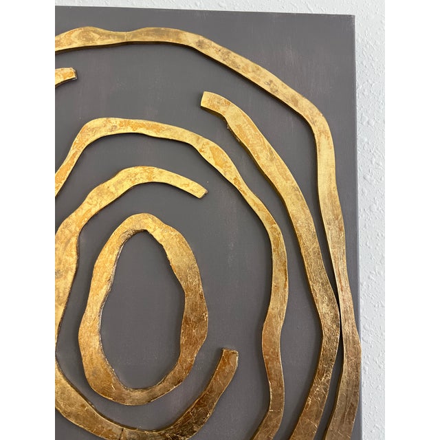 2020s Original 3d Abstract Art by Alena Kalen "Golden Labyrinth" Gold Leaf, Coa For Sale - Image 5 of 9