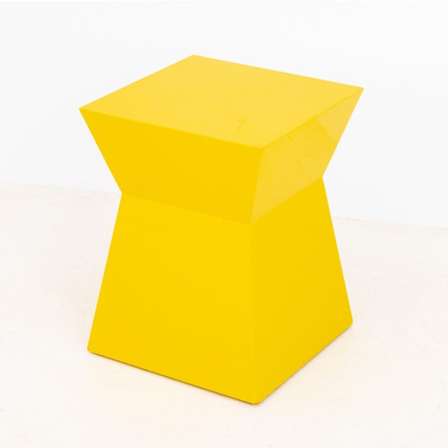Early 21st Century Modern Yellow Geometric Design End Tables, Pair For Sale - Image 5 of 8