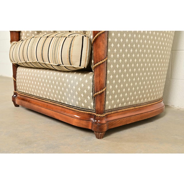 Wood Grosfeld House French Regency Louis XVI Carved Walnut Bergere Armchairs, Pair For Sale - Image 7 of 10