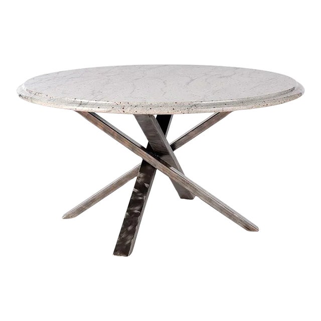 Enrico Bartolini Round Granite Coffee Table with Cross Base For Sale