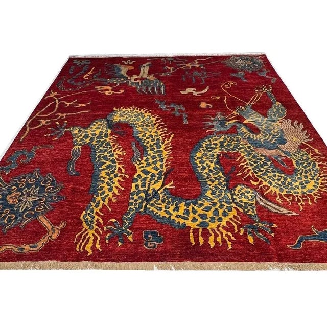 Pasargad Chinese Dragon Design Hand Knotted Rug For Sale - Image 4 of 12