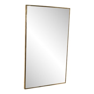 Vintage Rectangular Wall Mirror With Brass Frame For Sale