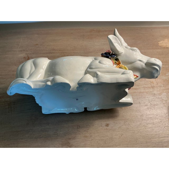 Vintage Italian Majolica Ceramic Hand Painted Cow Soup Tureen For Sale - Image 9 of 12