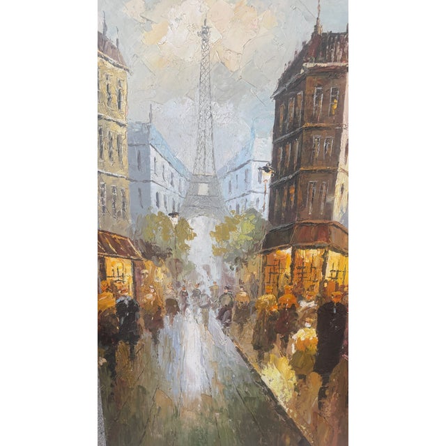 Textile Vintage Paintings Paris Street Scene 2pc For Sale - Image 7 of 18