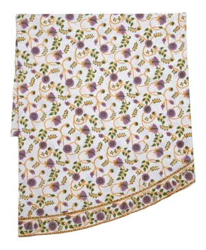 Gina Lilac & Green Round Tablecloth, 90-Inch